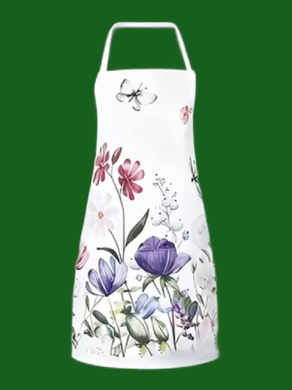 White / Purple Floral Apron Kitchen BBQ Baking Crafting Gardening NWT